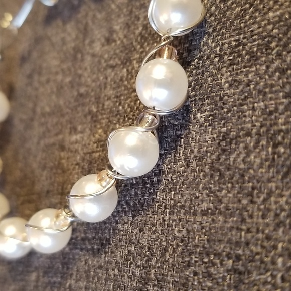 Pearl Wire Bangle Bracelet With Gold Bead Accents - Picture 8 of 10